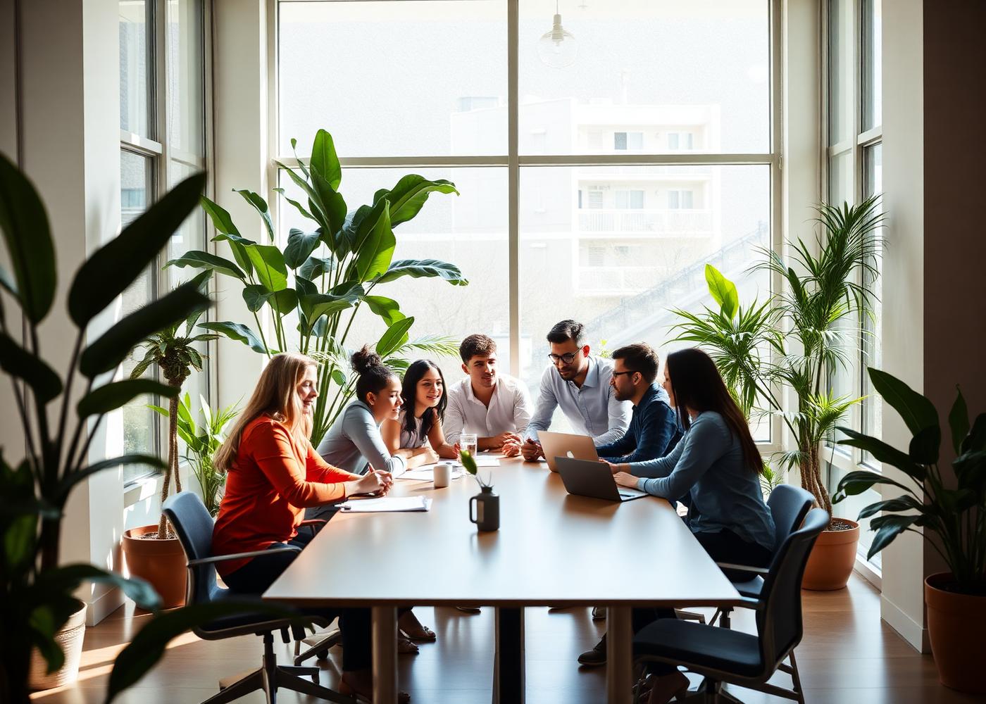 Equipe reunida em ambiente corporativo brasileiro